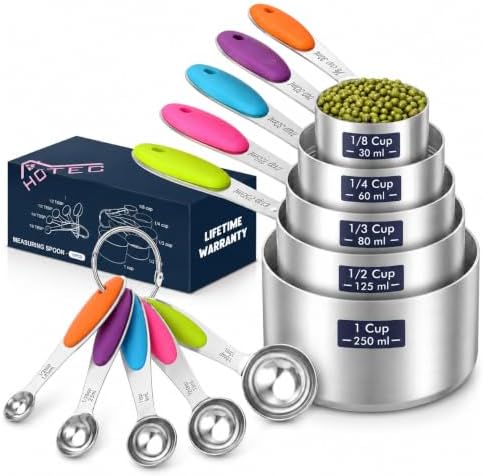 HOTEC 10-Pack Measuring Cups & Spoons Set, Multicolor