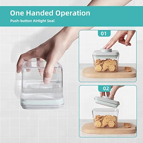 Ankou Airtight Pop Cereal Container, 3300ml Each Large Cereal Containers with Scoops Food Storage Canister Dispenser Perfect For Cereal Flour Spaghetti Rice Kitchen Organizing 3.5qt
