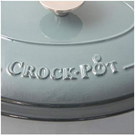 Crock-Pot Artisan 7-Quart Oval Enameled Cast Iron Dutch Oven – Slate Gray, Heavy-Duty Cookware for Slow Cooking, Roasting, Baking with Lid