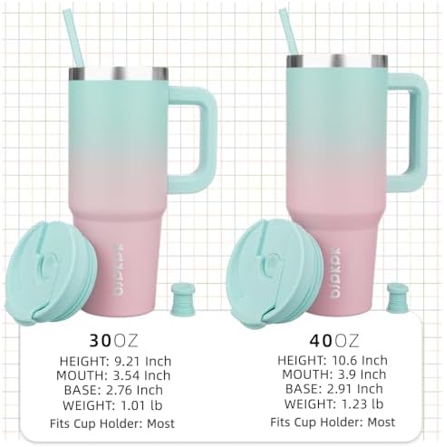 BJPKPK 40 oz Insulated Tumbler with Handle & Straw, Stainless Steel