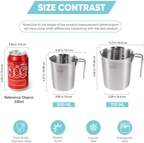 Newness 2-Pack Stainless Steel Measuring Cups Set, Metal Measuring Cup