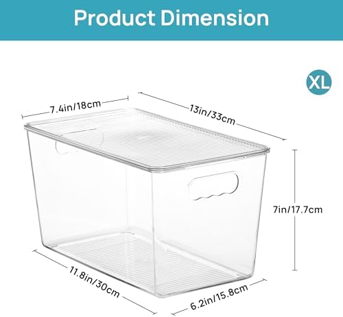 Vtopmart 8 Pack Clear Stackable Storage Bins with Lids and Handles, XLarge