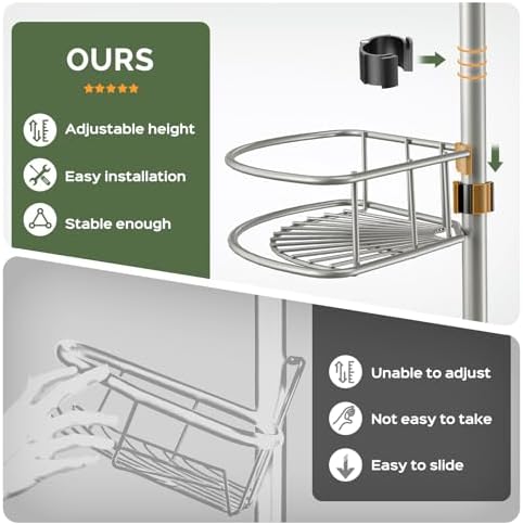 HAMITOR Corner Shower Caddy Tension Pole 4 Tier Rustproof Shampoo Organizer
