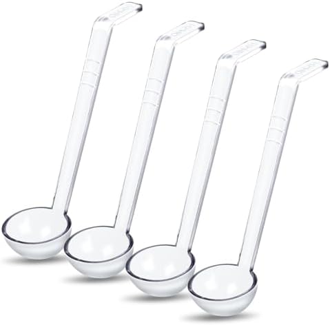 4 Pcs Clear Small Ladle 8.3 Inches Long Handle Ladles for Serving Spoons Mini Plastic Ladle for Serving Dressings Soup Punch Bowl Fruit Juices Cocktail Party Catering