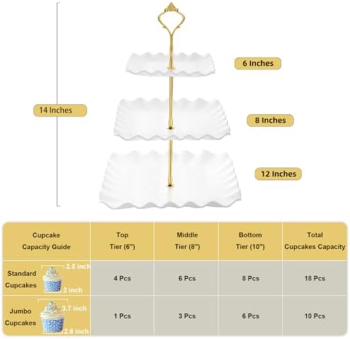 DAFURIET Plastic Dessert Cupcake Stand, 3 Tier Cupcake Tower Holder, White