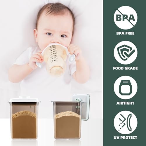 Baby Formula Container, 35 oz Airtight Powder Storage with 5g Scoop, Brown
