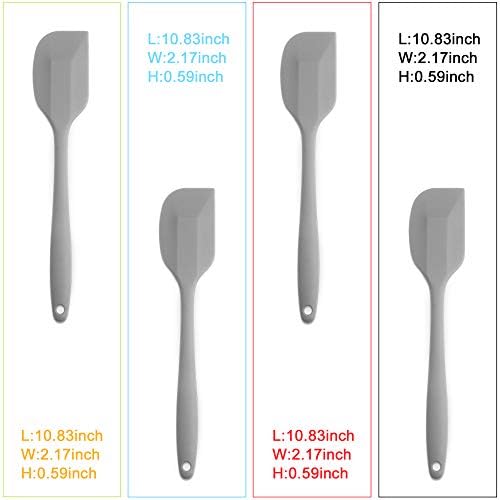 4-Piece Silicone Spatula Set with Stainless Steel Core, Gray