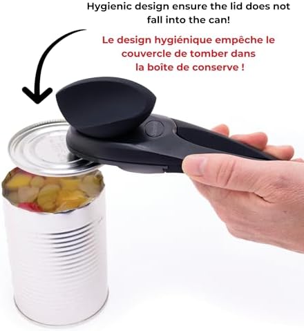 Starfrit MightiCan Can Opener, Safe Smooth-Cut, Comfort Grip, Black
