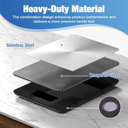 Diyife 33lb Rechargeable Digital Kitchen Scale for Cooking, 9 x 6.3inch