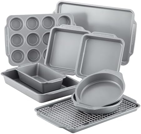 Farberware Nonstick Bakeware Set with Cooling Rack for Baking, 10-Piece