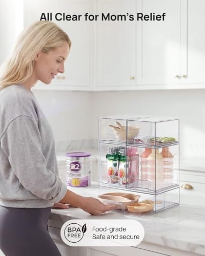 Vtopmart Clear Stackable Storage Drawers Set of 9, Plastic Organizer Bins