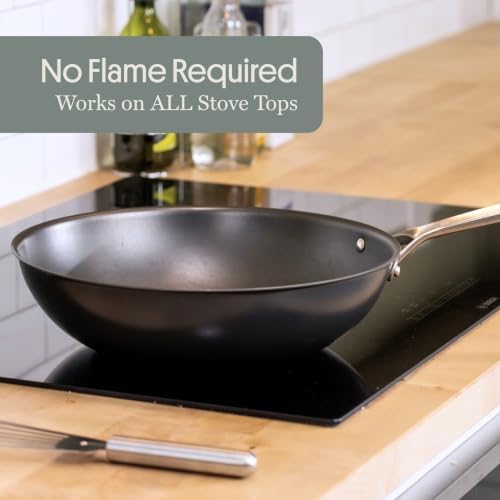 STRATA 12.5" Carbon Clad® Nitrided Wok, 3-Ply Carbon Steel Cookware with Aluminum Core, Lightweight, Even Heating, Naturally Stick-Resistant & Fast-Heating