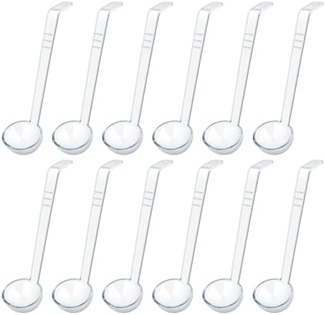 12 Pcs 1 Oz Small Ladle 7.87 Inches Mini Ladles for Serving Sauce, Soup, Dressing, Punch Bowl, Gravy, Cocktail, Fruit Juices – Clear Plastic Long Handle Ladles for Parties, Catering