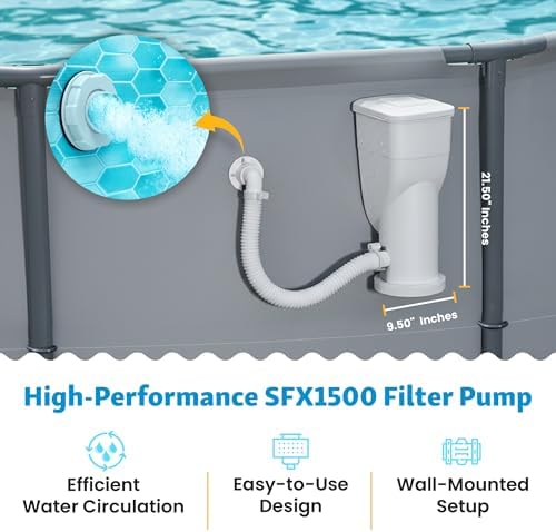Funsicle SkimmerPlus 1,500 GPH 2-in-1 Filter Pump and Skimmer System for Above Ground Swimming Pools - Pool Cleaning and Maintenance