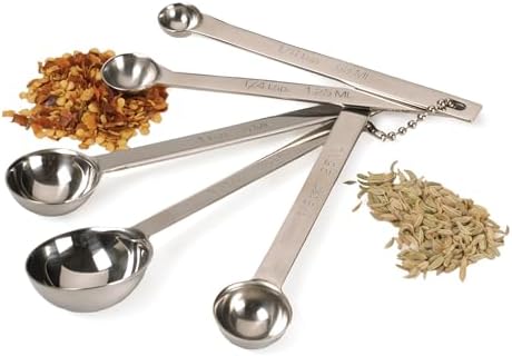 RSVP International Endurance Measuring Spoons, Round, Stainless Steel
