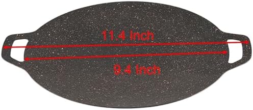 Thin Korean Grill Pan, 9.4 Inch Iron with Non-stick Coating Baking Tray on Heating Stove for Home, Party Travel and Outdoor (9 inch) (Pack of 2)