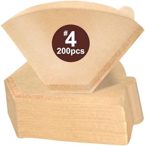 200Pcs #4 Coffee Filters Cone 8-12 Cup for Drip Coffee Maker