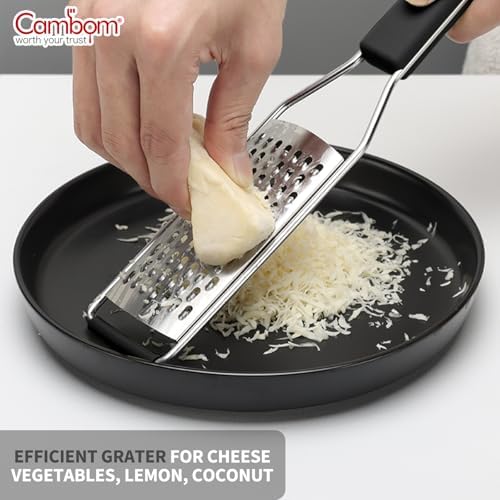 Cambom Cheese Grater Lemon Zester, Graters for Parmesan Cheese, Lemon, Citrus, Garlic, Nutmeg, Chocolate, Fruits, Vegetables, Ginger, Vegetable & Cheese Shredder with Stainless Steel Coarse Blade
