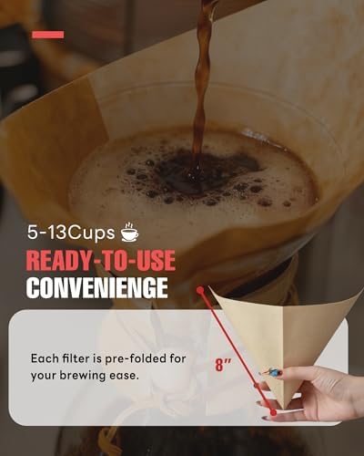 Bake Choice Pre-folded Natural Unbleached Coffee Filters - 150 Pack, Compatible with Pour-Over Coffee Makers