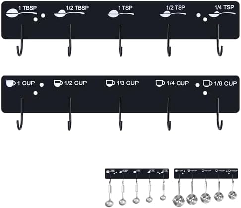 Premium Measuring Cups and Spoons Hanging Rack Screw Adhesive 2pcs