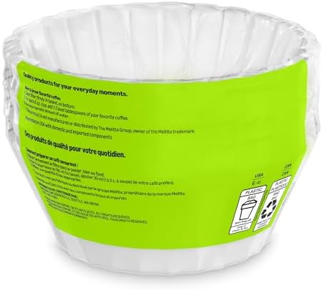 Amazon Basics Basket Coffee Filters for 8-12 Cup Coffee Makers, White, 200 Count, Packaging May Vary