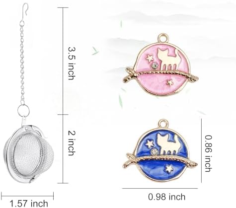 2Pcs Tea Infuser, 2.1 inch Tea Ball with Planet Cat Pendant,Tea Strainer