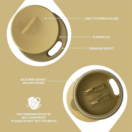 Ideus 16 oz Insulated Coffee Mug with Lid and Handle (Eggshell Yellow)