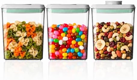 3-Pack 1.3 Qt Airtight Food Storage Containers, Stackable Pop Lids