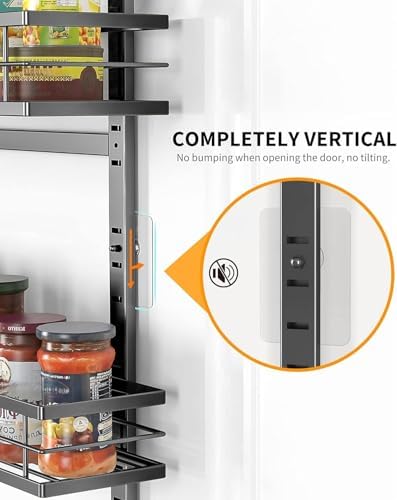 Moforoco 6-Tier Over The Door Pantry Organizer, Pantry Organization and Storage, Black Hanging Basket Cabinet Door Wall Spice Rack Shelves, Home & Kitchen Laundry Room Bathroom Essentials accessories