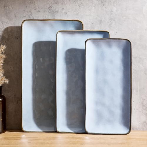 Famiware Serving Platters Set of 3 Sizes - Rectangular, Blue