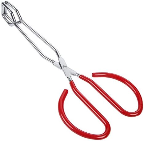 MSY BIGSUNNY Stainless Steel Scissor Tongs Heavy Duty Cooking Tongs with Soft Handles (1, red 10")