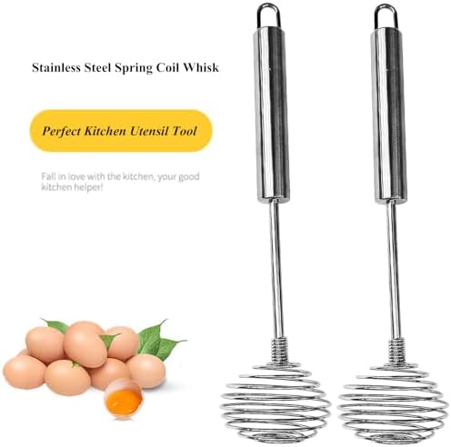 Stainless Steel Spring Coil Whisk 1 Pack, Wire Whip Egg Beater, Kitchen Cookware Hand Mixer For Cooking, Mixing, Blending, Beating, Stirring, 8.7Inch