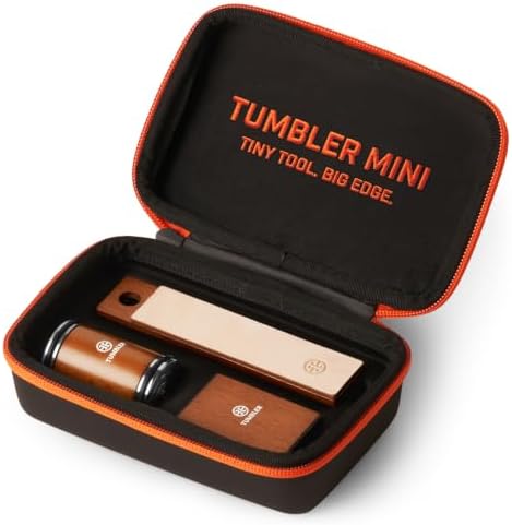 The Mini Tumbler Rolling Knife Sharpener™ + Carrying Case & Leather Strop