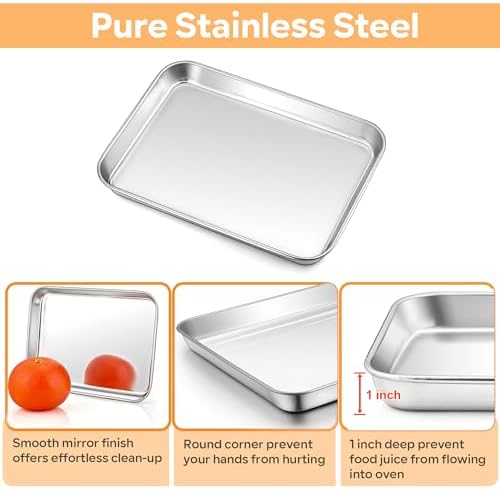 TeamFar Cookie Sheets with Cooling Racks, 2 Pans + 2 Racks,9x7x1 Inch