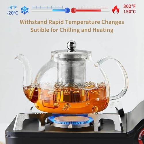 DOPUDO Glass Teapot with Infuser, 60 oz Borosilicate Tea Kettle