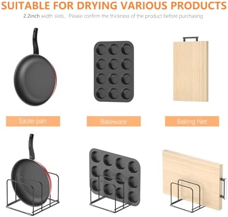 KORRTFID Kitchen Cabinet Organizer, 2PCS Steel Cookware Holder, Divided Holder with 3 Slots for Skillets Baking Tray and Chopping Board Rack - Pan Holder Storage (2.2 Inch Width Slots)