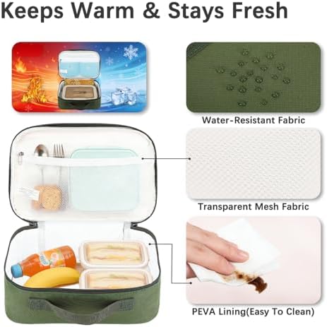 FlowFly Kids Lunch box Insulated Soft Bag Mini Cooler Back to School Thermal Meal Tote Kit for Girls, Boys, Green