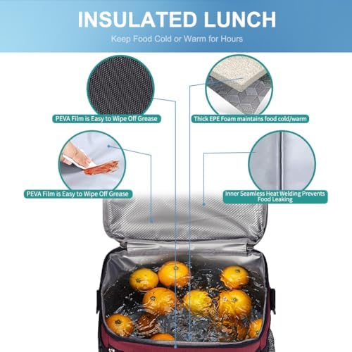 iknoe Insulated Lunch Bag, Foldable 8.5L Cooler Bag for Men & Women, Lunch Box