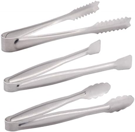 HINMAY Small Serving Tongs Set 6" Stainless Steel Mini Tongs, Set of 6