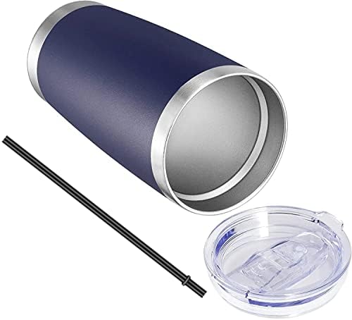 VEGOND 20oz Tumbler with Lid and Straw Stainless Steel Tumbler Cup Bulk Vacuum Insulated Double Wall Travel Coffee Mug Powder Coated Coffee Cup, Navy Blue, 12 Pack
