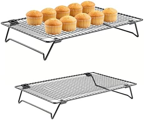 Cooling Racks for Cooking and Baking, Cookie Cooling Rack, 2-Pack with Sizes 16.93X11.02X3.15 Inches & 13.4x9.4x2.36 Inches, Sturdy Baking Cooling Racks for Cookies, Cakes