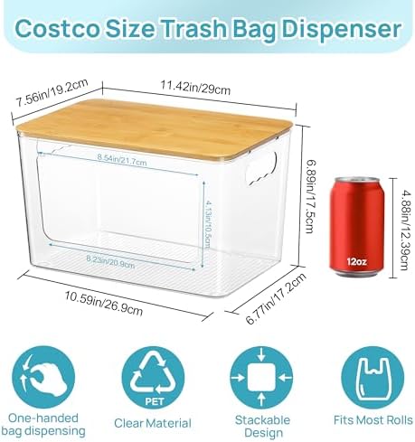 Vtopmart 2 Pack Trash Bag Holder with Bamboo Lid, Garbage Bag Dispenser