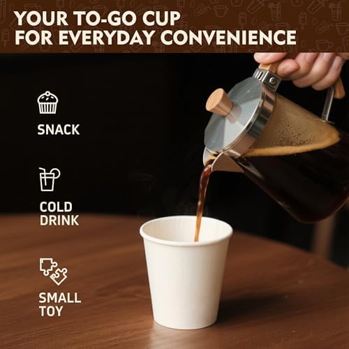 YEEHAW 8 oz 500 Pack Coffee Cups White Paper Cups