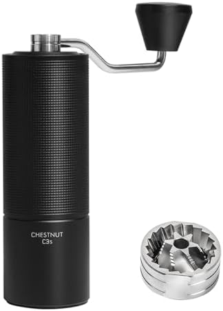 TIMEMORE Chestnut C3S Manual Coffee Grinder, Stainless Steel S2C Conical Burr Coffee Grinder, Hand Coffee Grinder, Adjustable Grind Setting for Travel/Camping/Home, Black