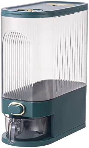 Sooyee Clear Rice Dispenser with Measuring Cylinder, Clear and Green