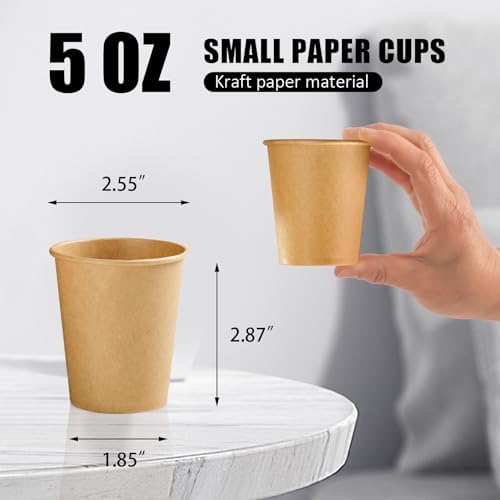 Clawsoff 100 Pack 5 oz Smal Paper Cups Disposable Kraft Bathroom Cups