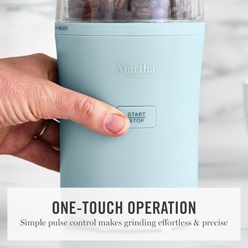 Martha Stewart Electric Coffee & Spice Grinder with Dual Bowls, Sky Blue