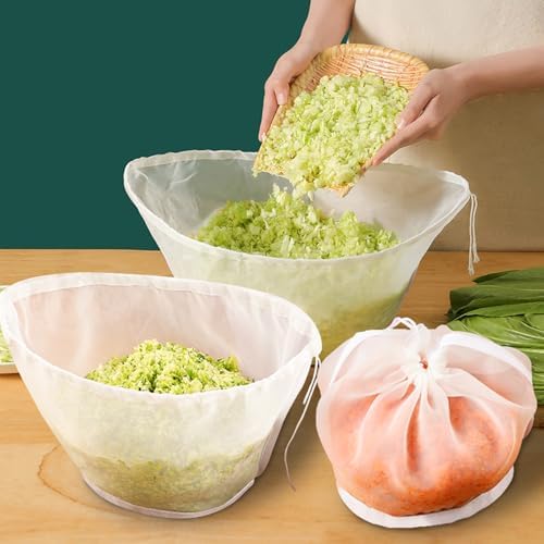 3PCS Reusable Cheese Cloth Bags for Straining - Reusable Straining Bags for Nut Milk, Soy Milk, Dumpling Fillings, and More (A-3PCS)