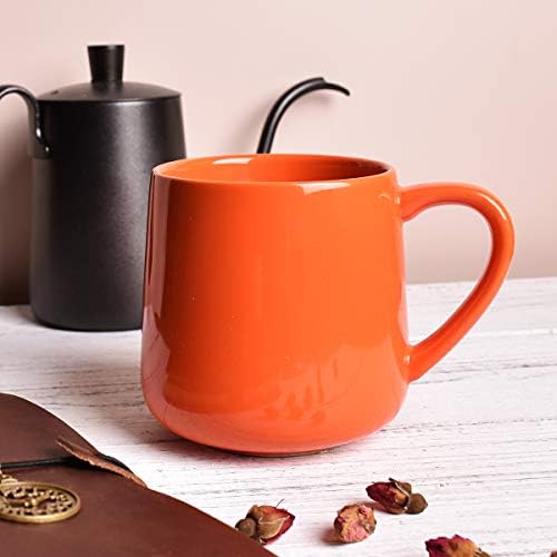 Bosmarlin Glossy Ceramic Coffee Mug, Tea Cup for Office and Home, 18 oz, Suitable forDishwasher and Microwave(Orange, 1)