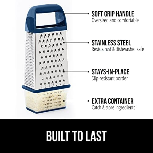 GORILLA GRIP® XL 4-Sided Stainless Steel BPA-Free Cheese Grater, Blue